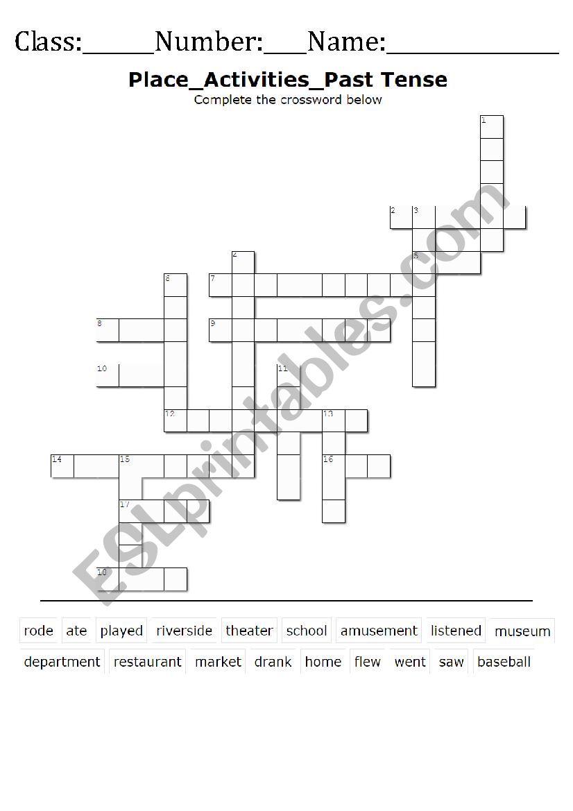 Past tense practice worksheet