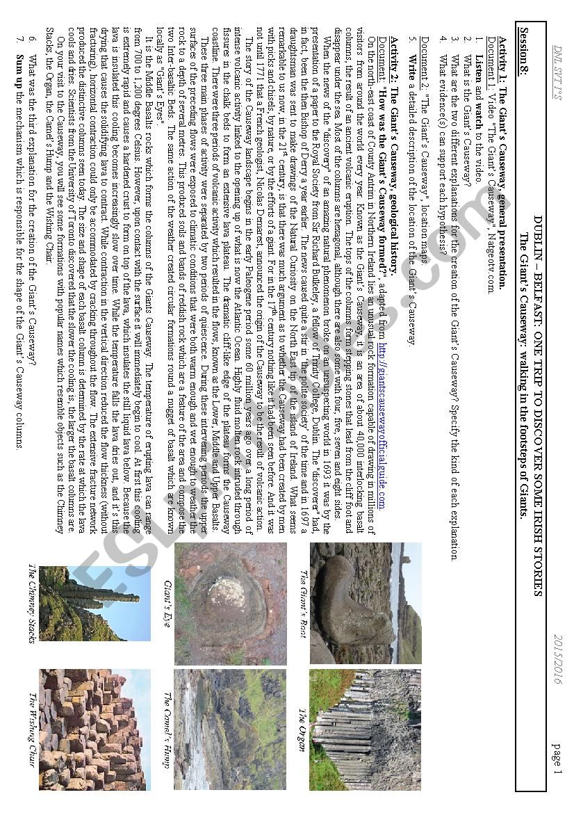 The Giants Causeway worksheet
