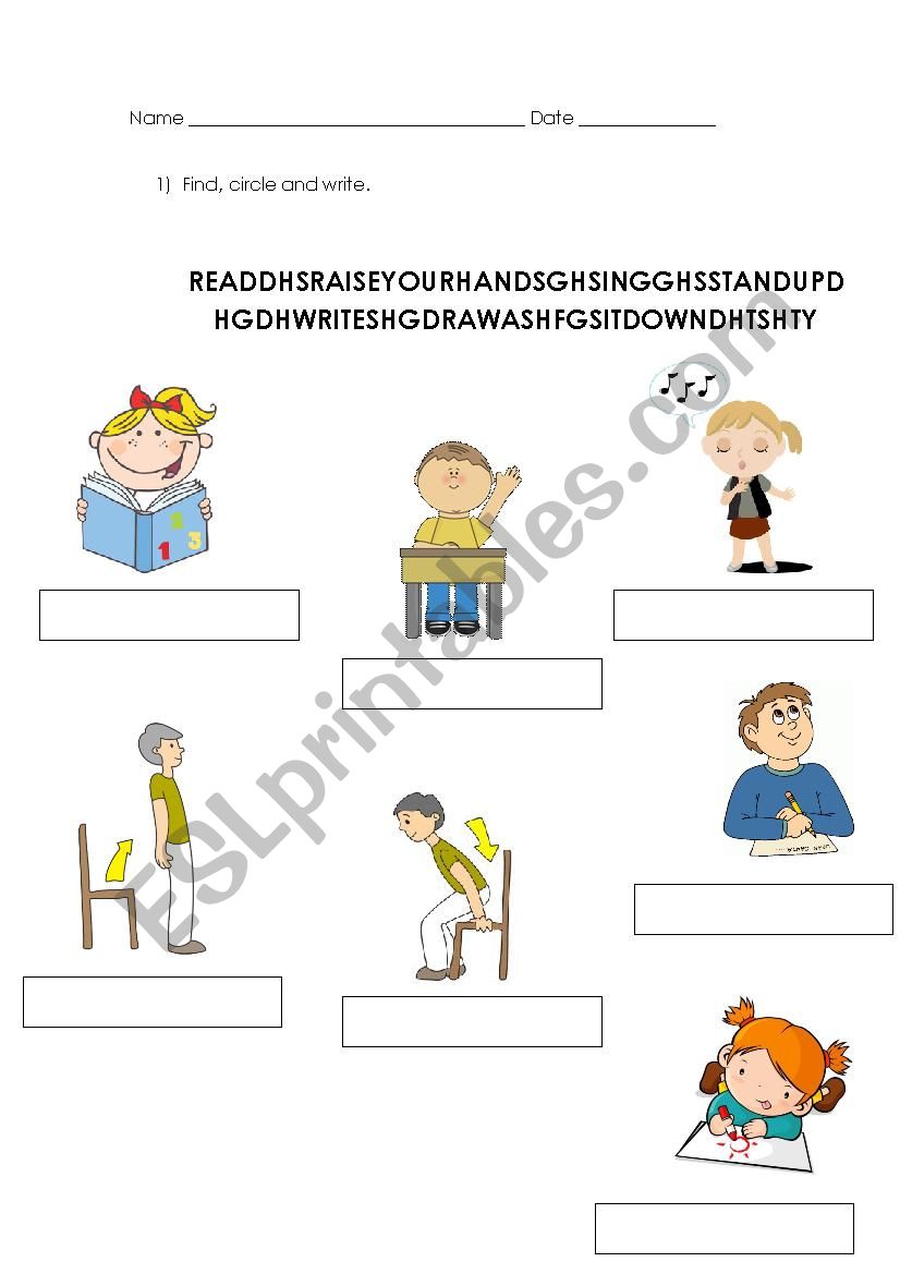 CLASSROOM COMMANDS worksheet