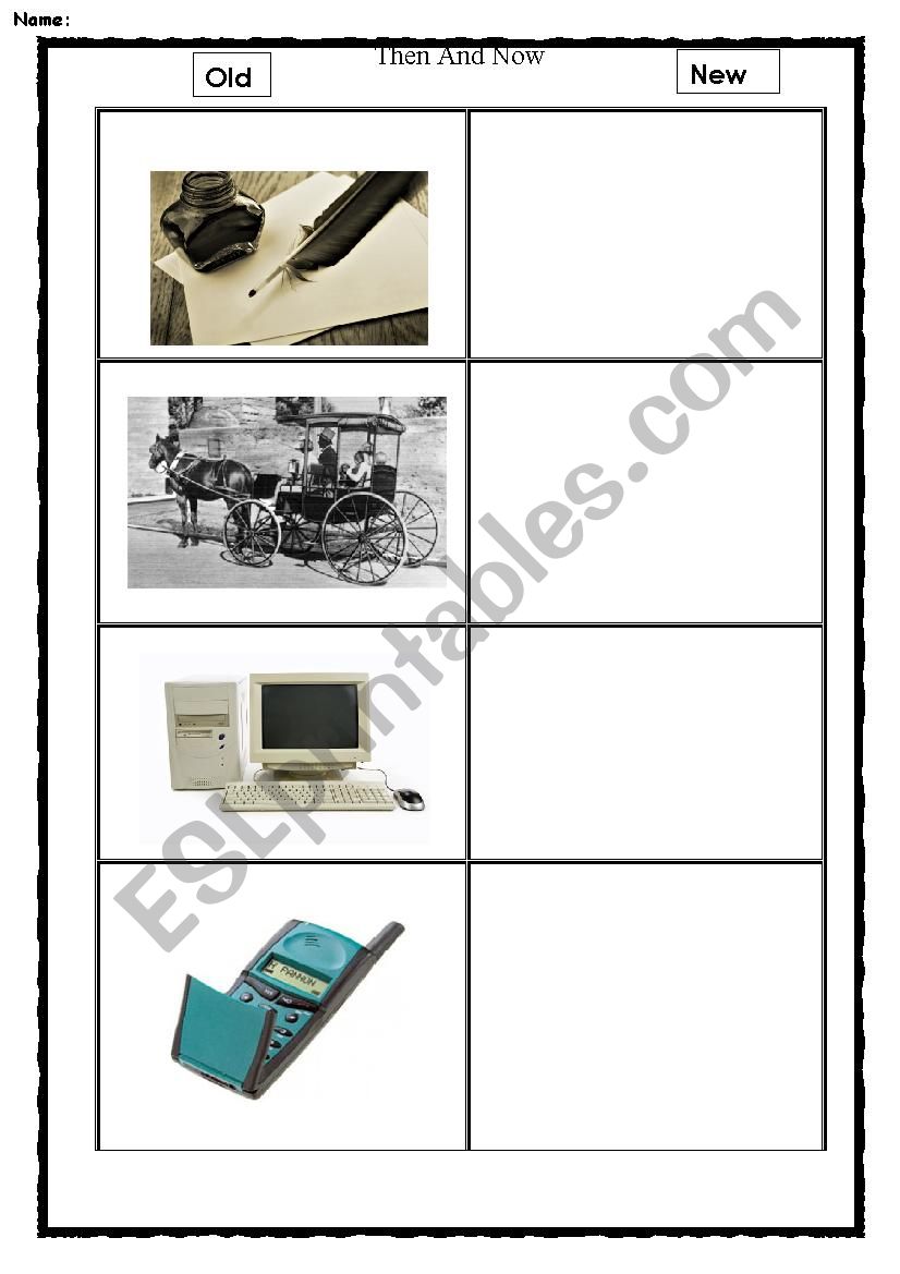 Then and Now worksheet