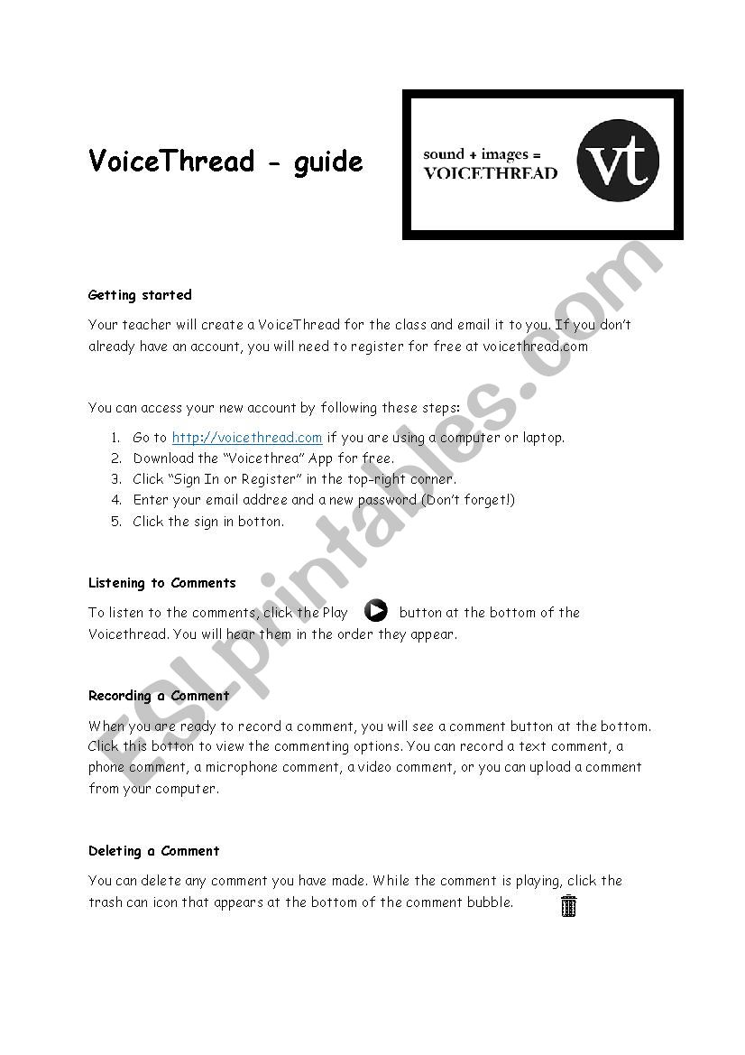 guide for using the app voicethread