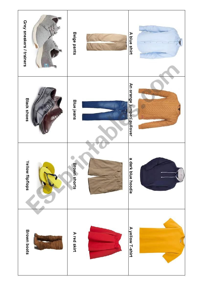 Vocabulary Clothes worksheet