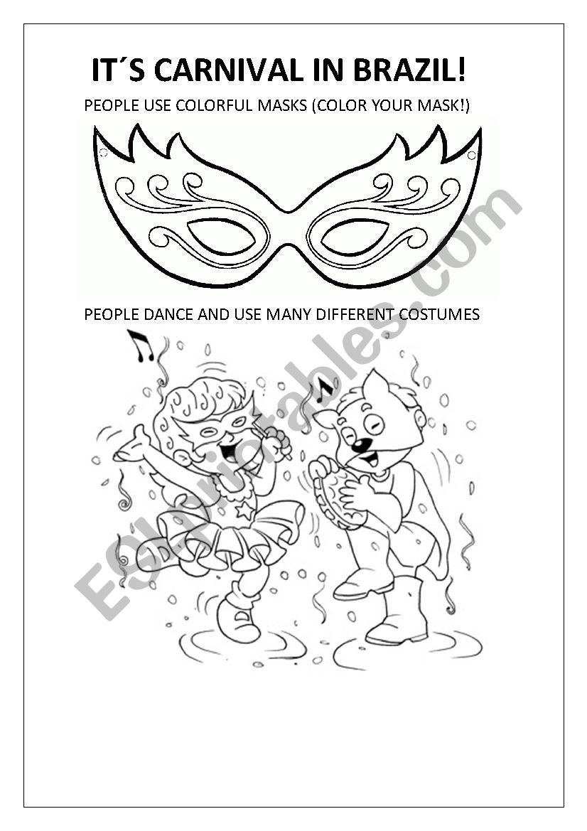 IT´S CARNIVAL IN BRAZIL - ESL worksheet by Taismg