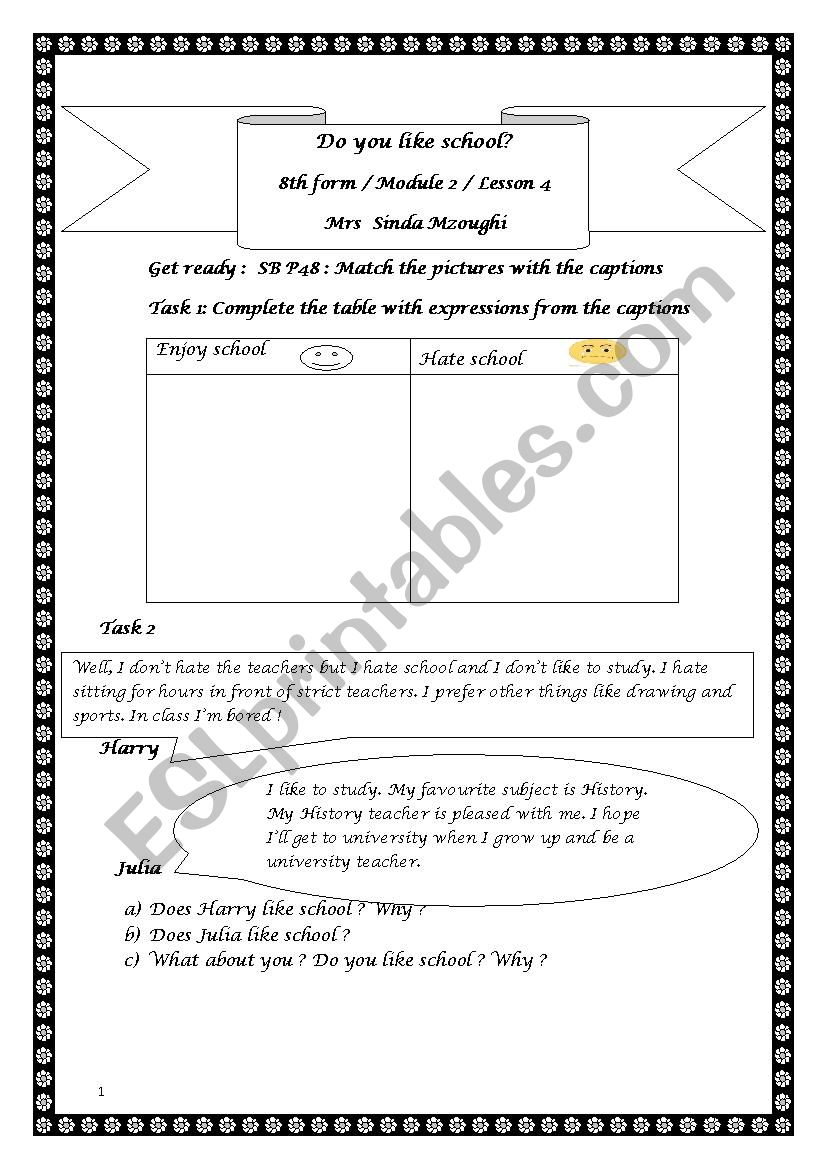 do you like school ? Module 2 Lesson 4 / 8th form