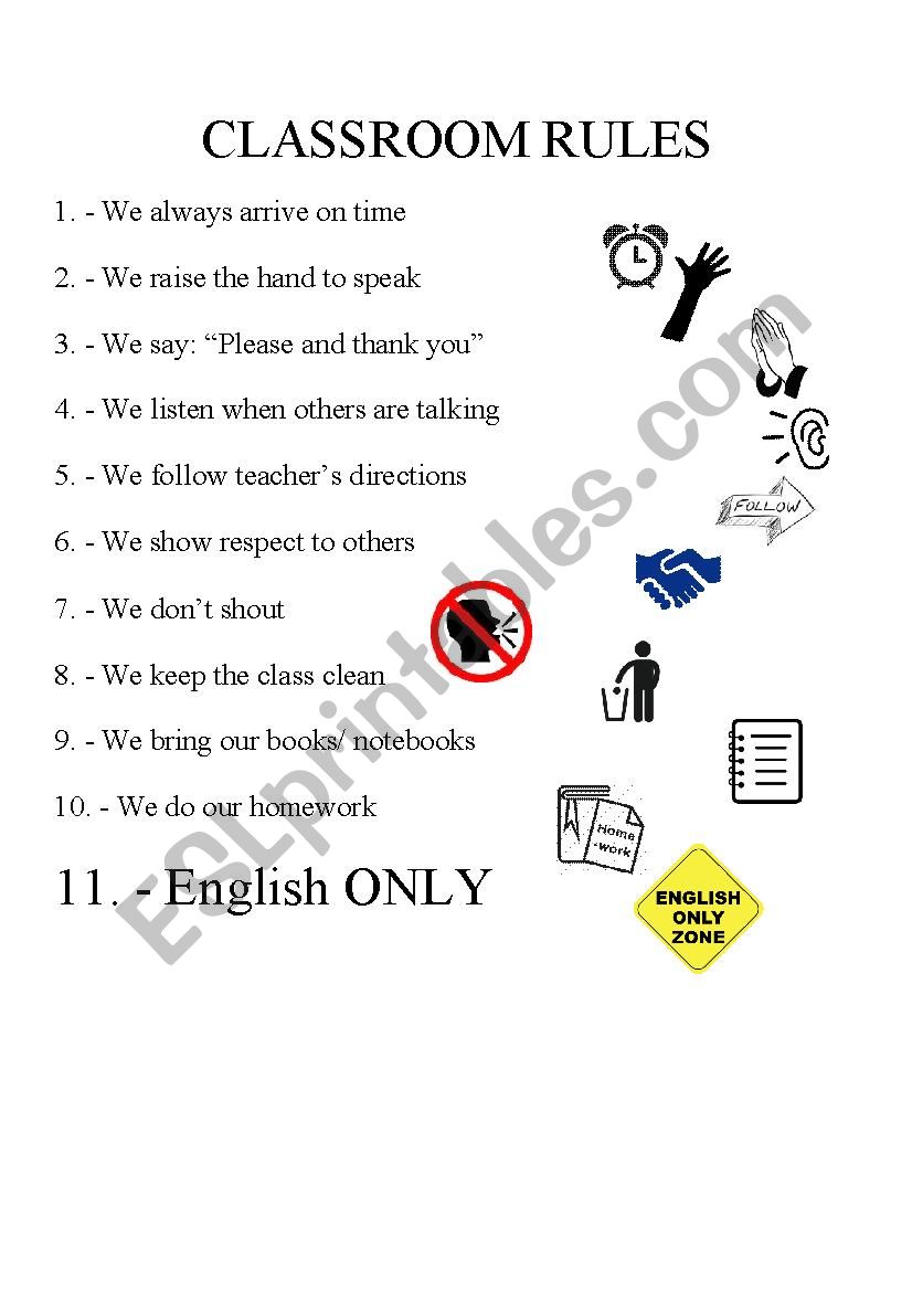 English class Rules  worksheet