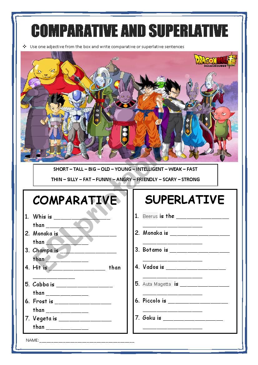Comparative and Superlative - Dragon Ball Super