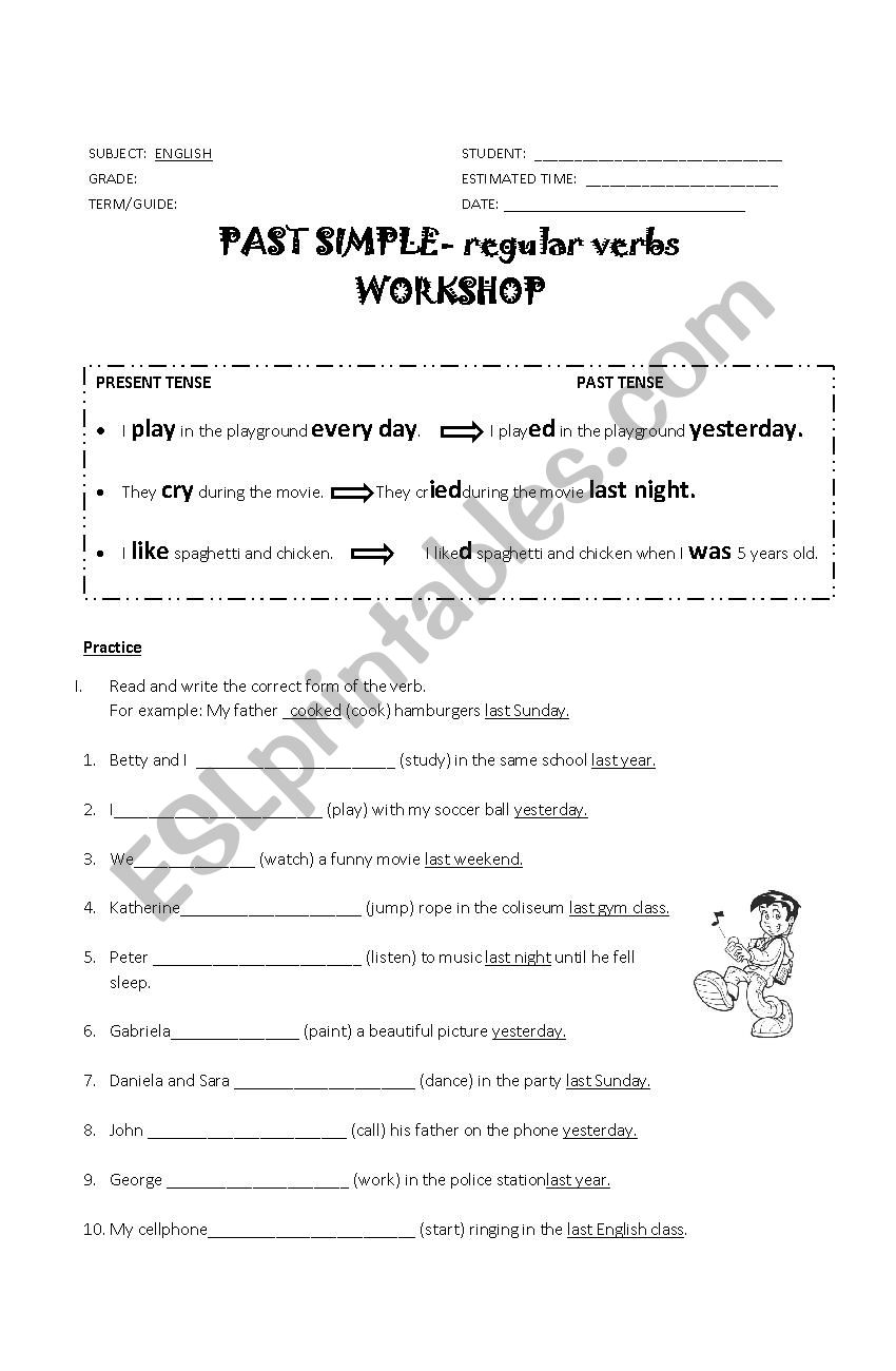 past tense worksheet