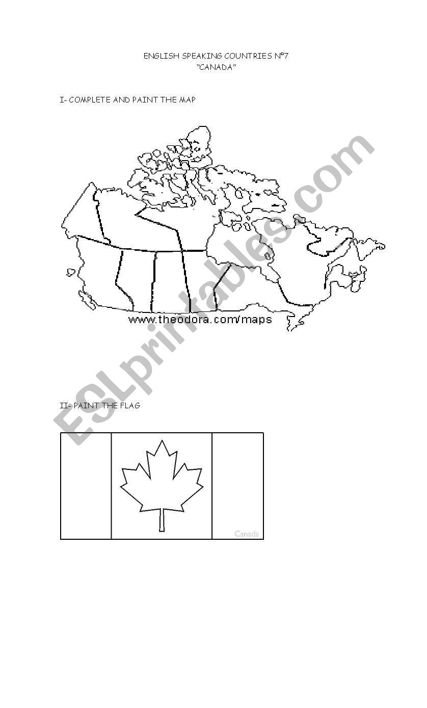 English speaking countries worksheet