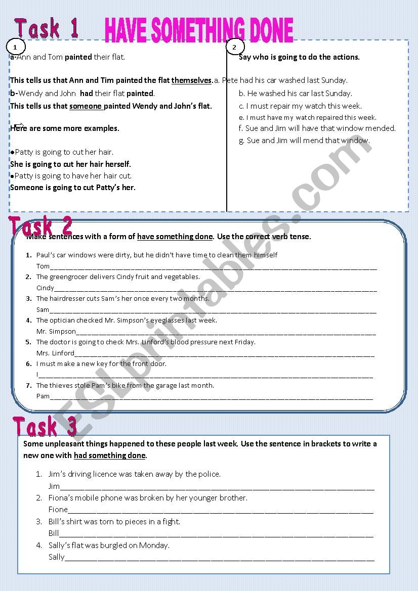 Have something done worksheet