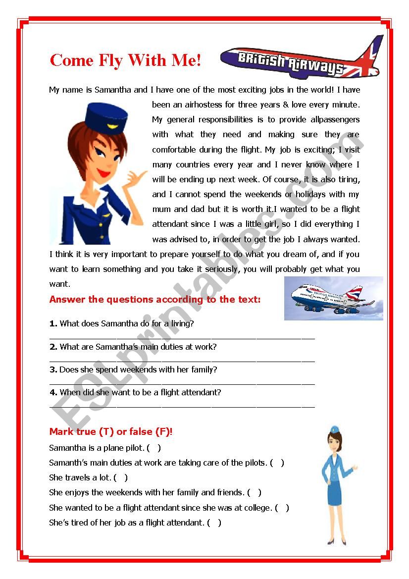 Come Fly with Me! worksheet