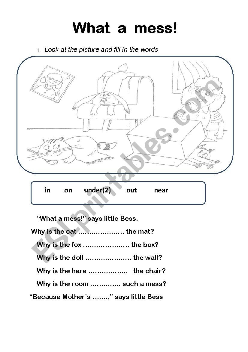 Prepositions of place worksheet