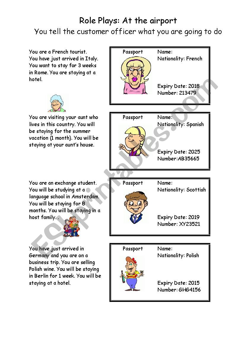 Airport Role play worksheet