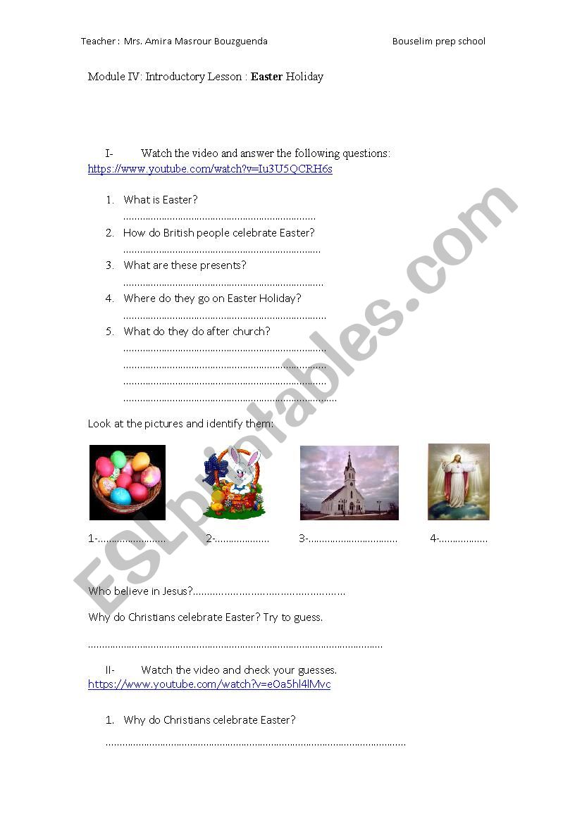 Easter Holiday worksheet