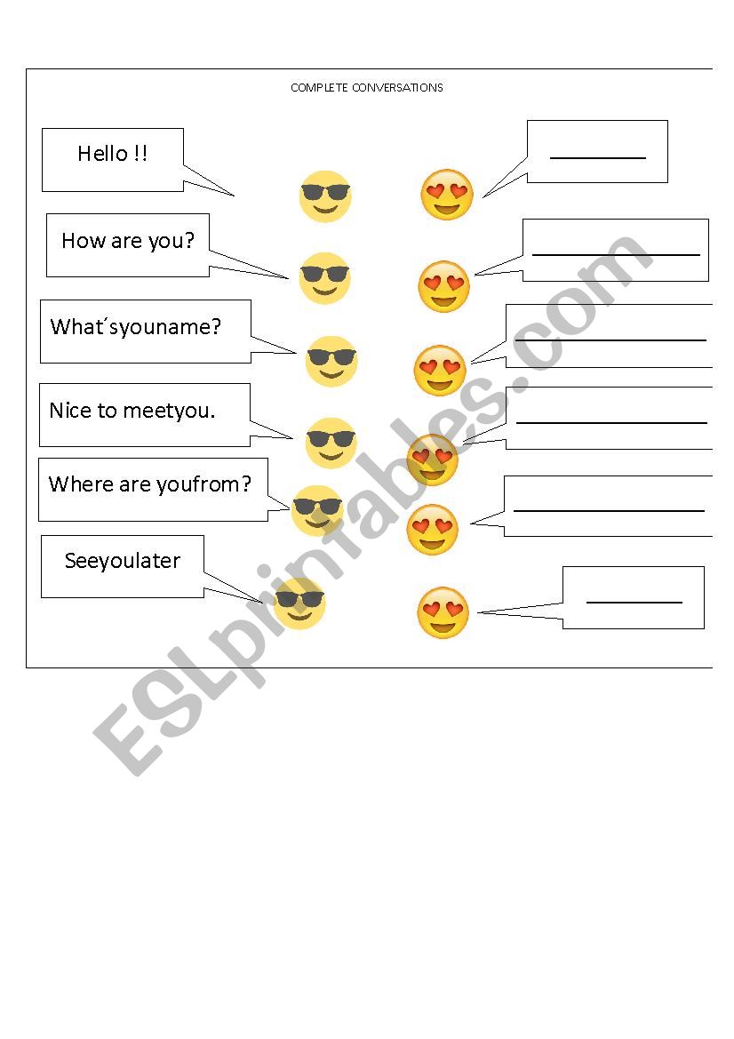 Complete Conversations worksheet