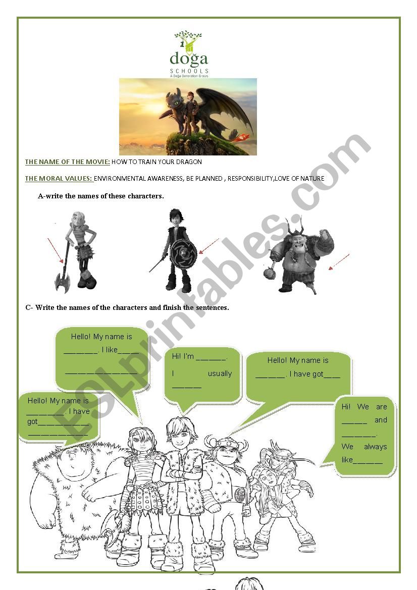 how to train your dragon worksheet