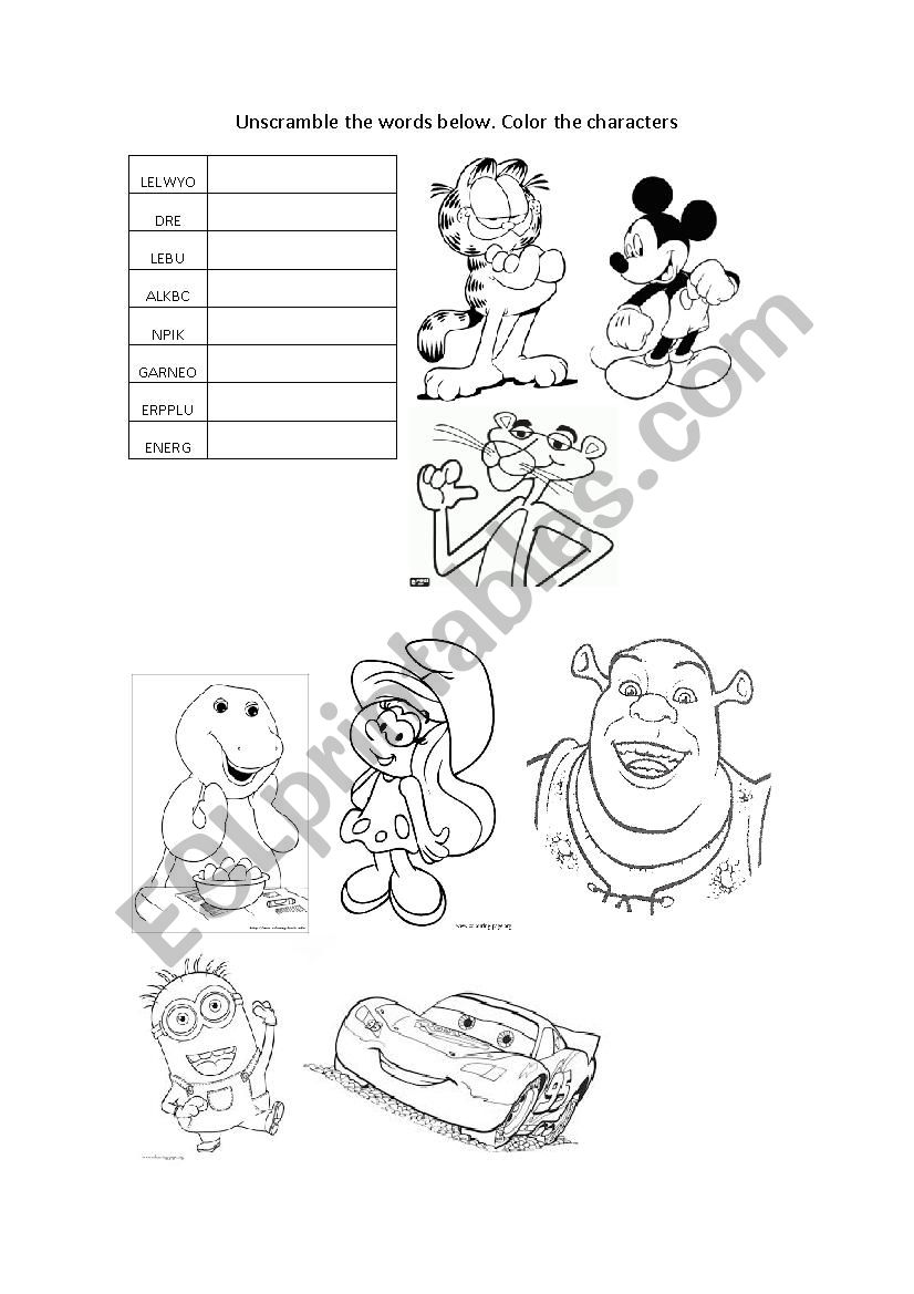 Colors worksheet