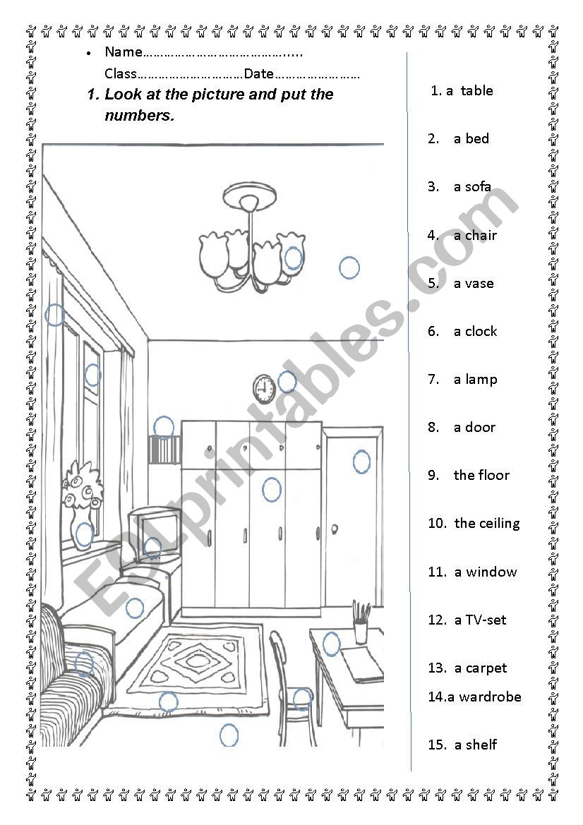 My Room. Name the furniture. worksheet