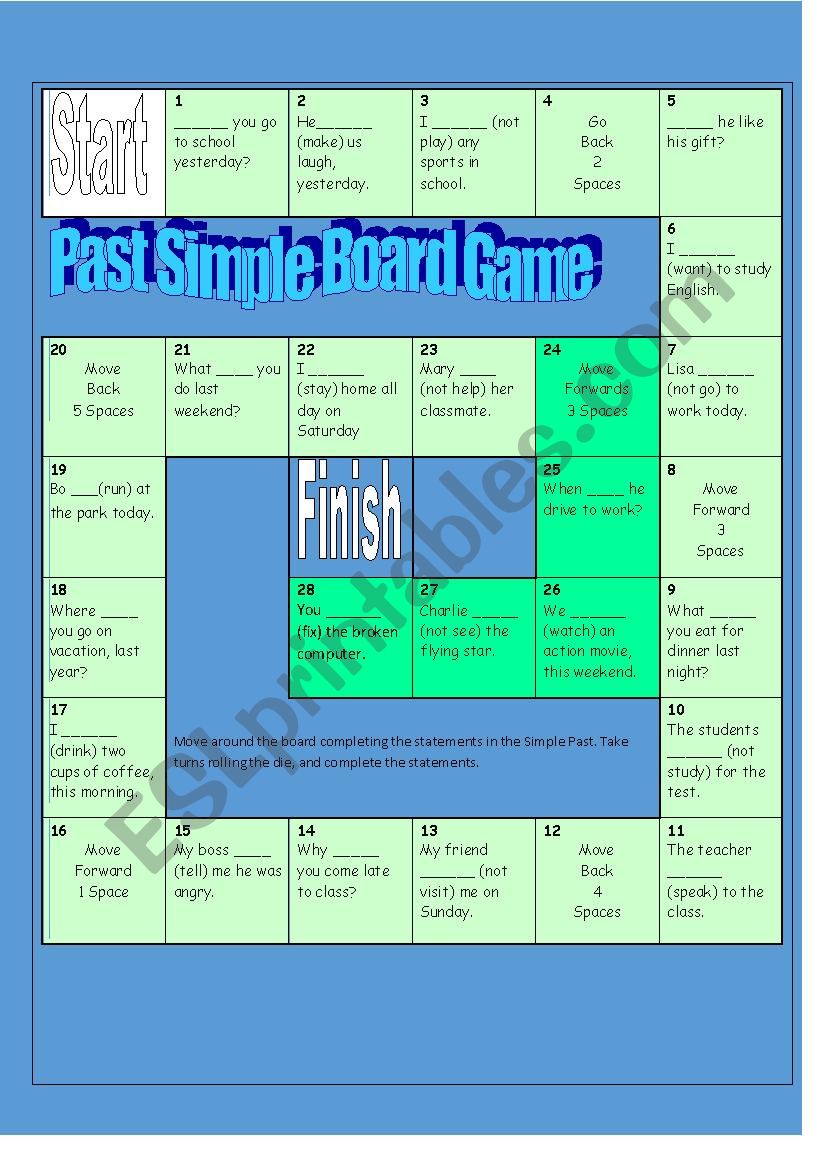 Past Simple Board Game worksheet