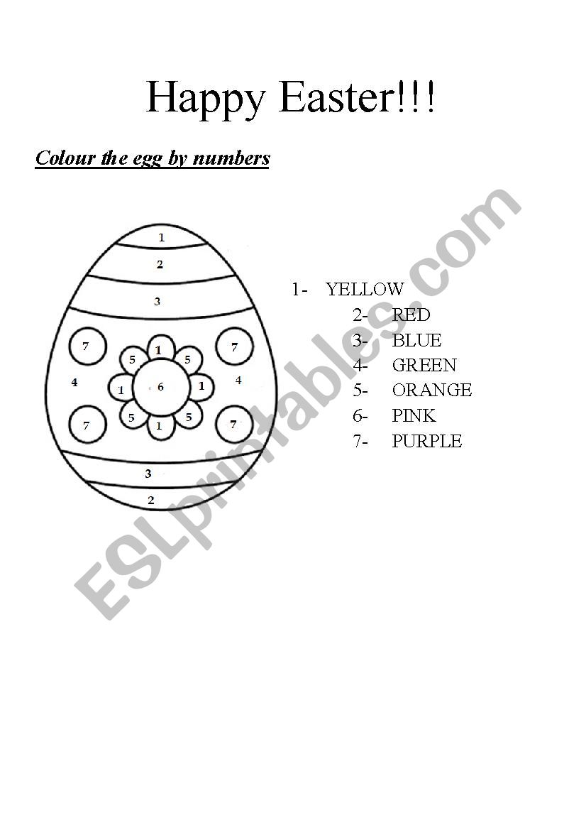  Clour the Easter egg worksheet