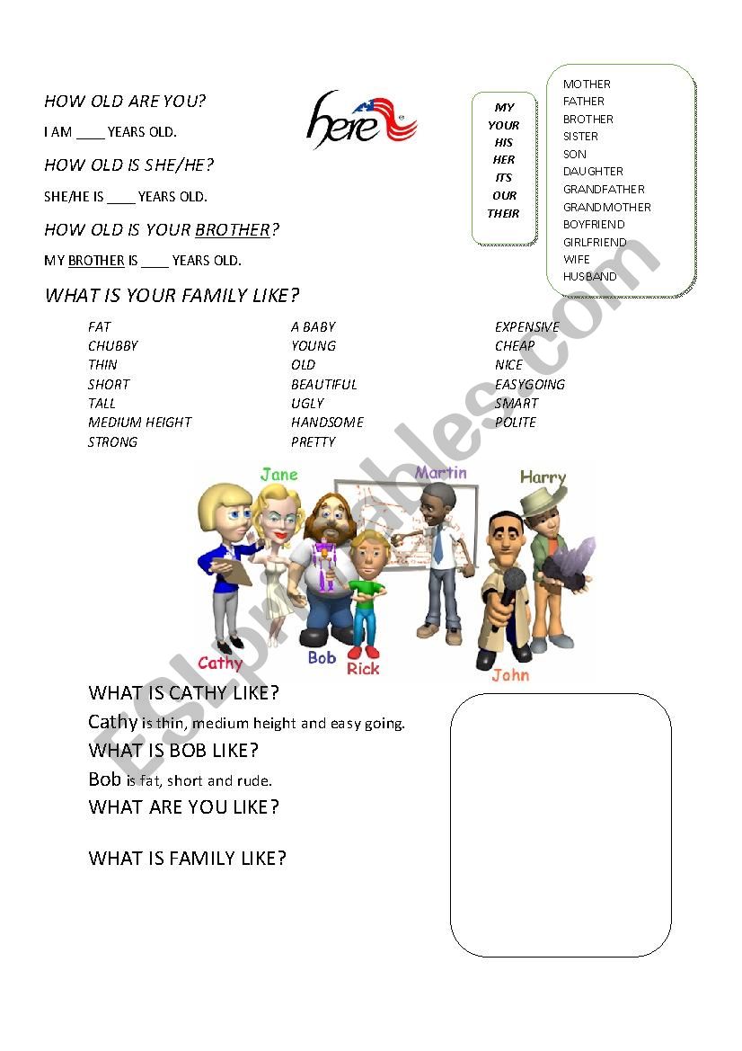 WHAT IS YOUR FAMILY LIKE worksheet