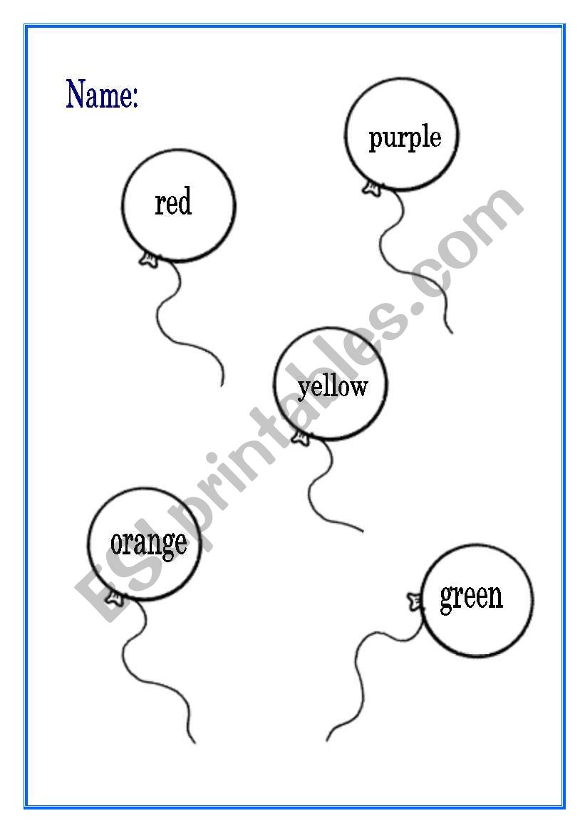 BALLOONS - COLOURS (PART 1) worksheet