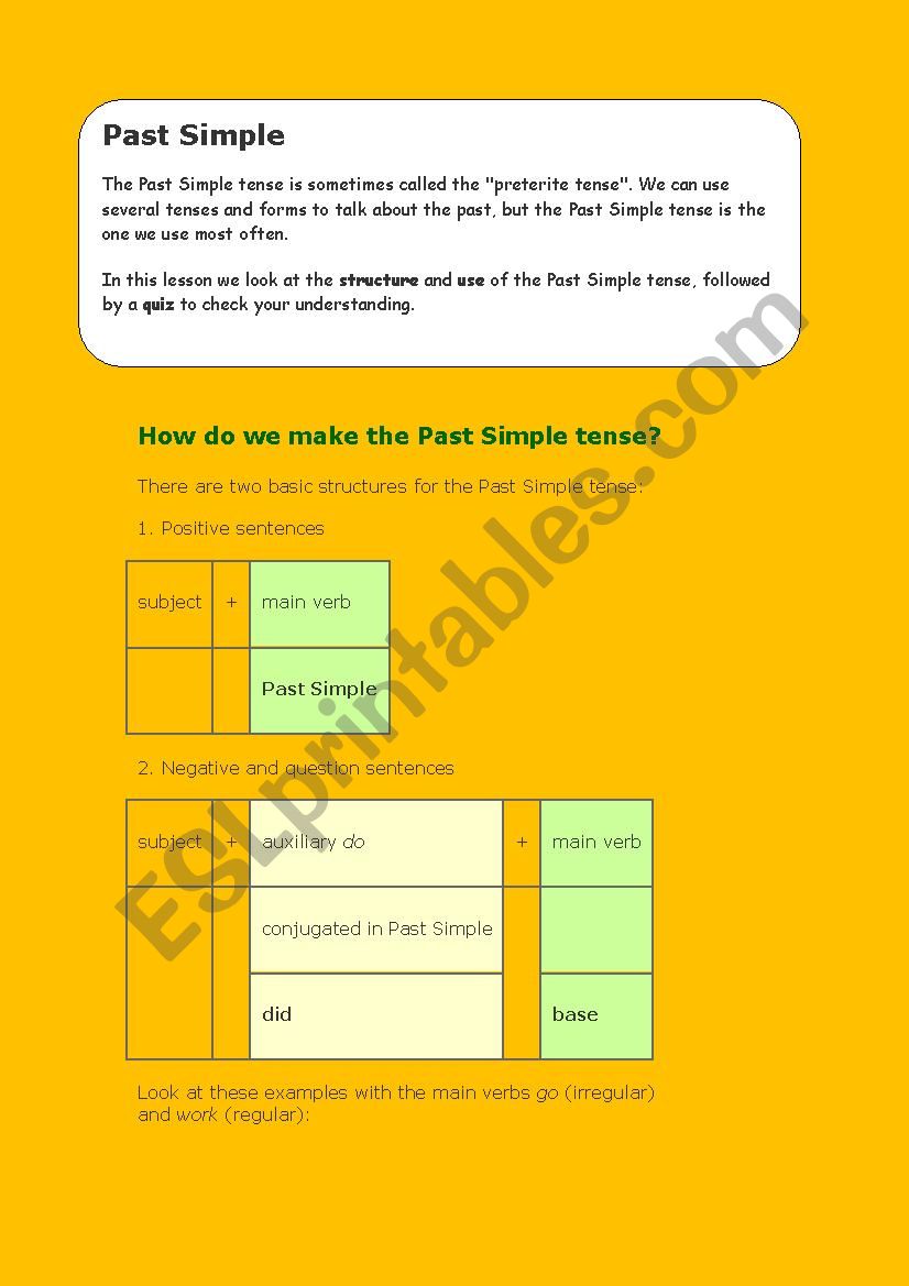 Past Simple worksheet