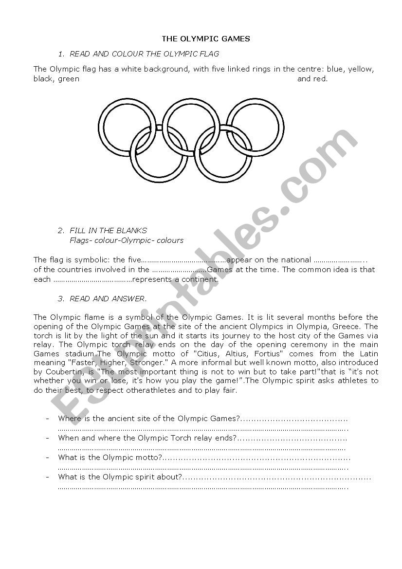 OLYMPIC GAMES worksheet