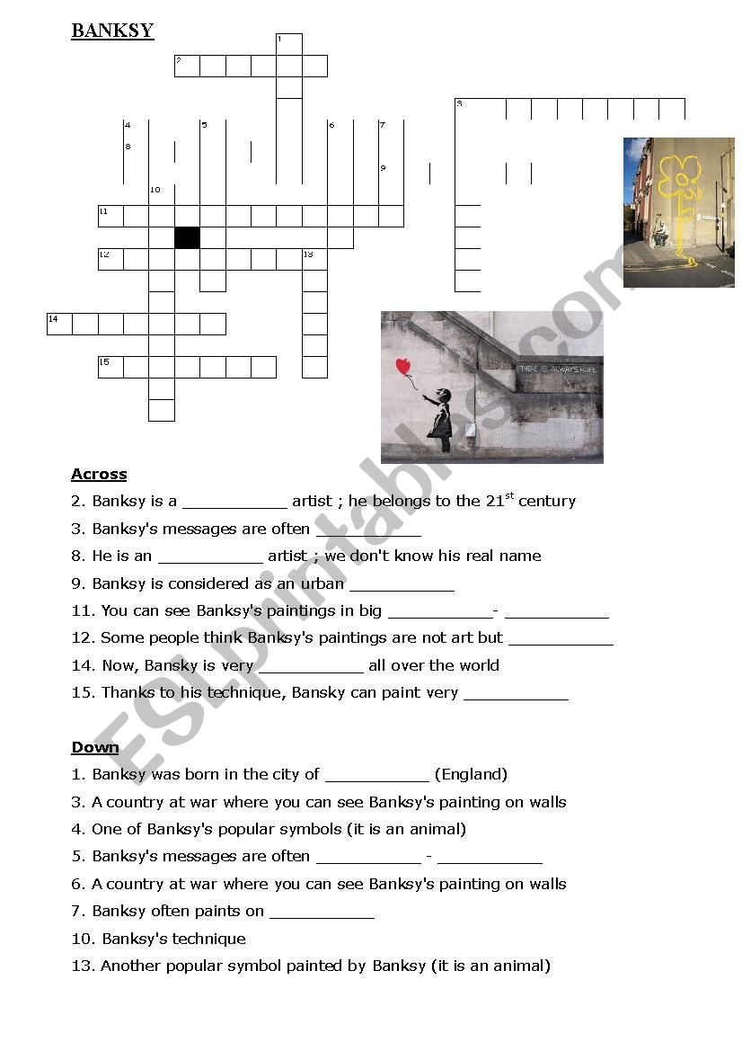 Banksy Crosswords worksheet