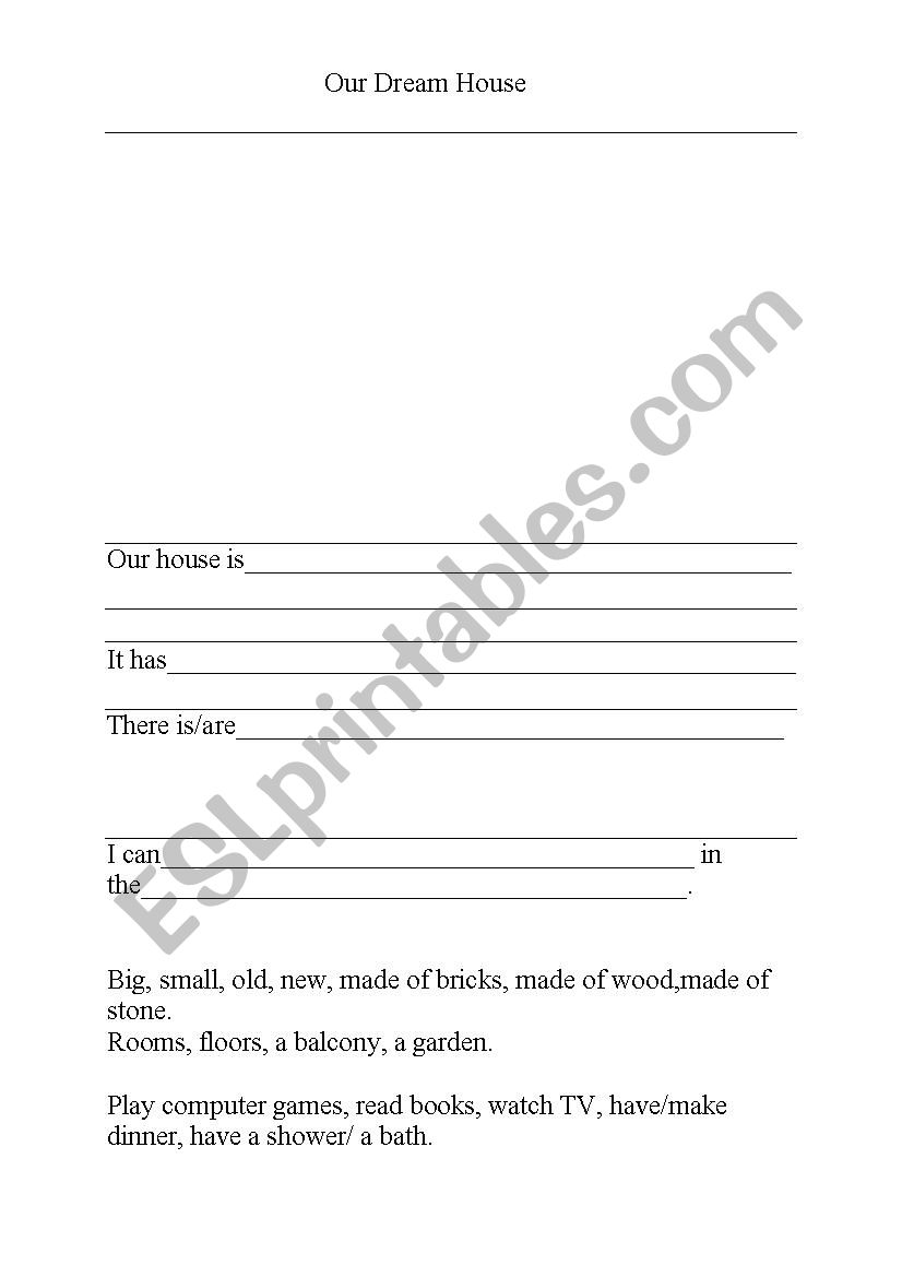 My dream home worksheet