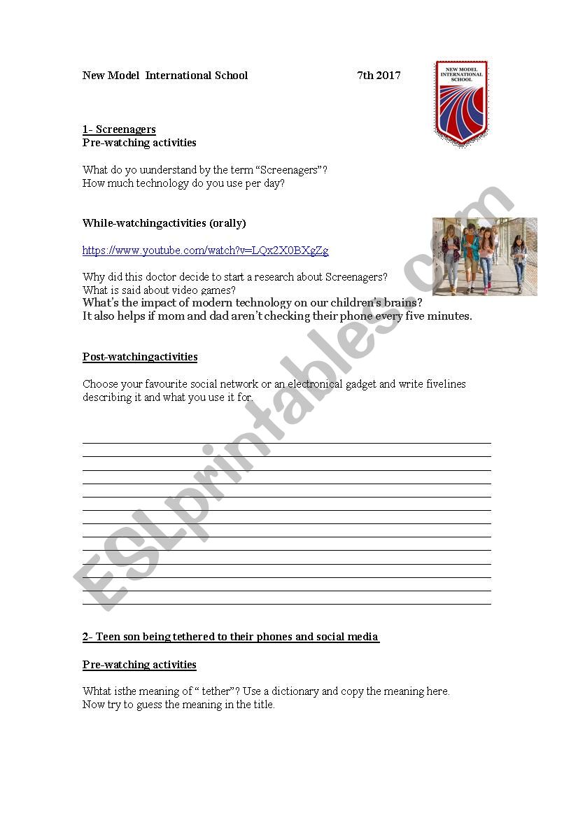 Screenagers  worksheet