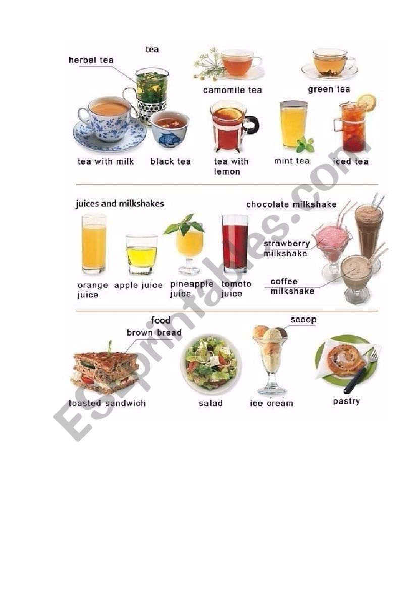 Drinks worksheet