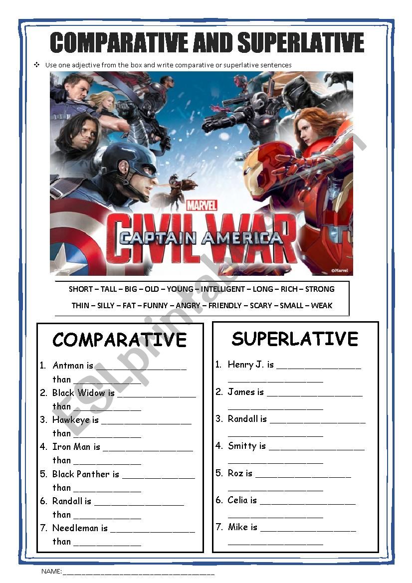 Comparative and Superlative - Captain America