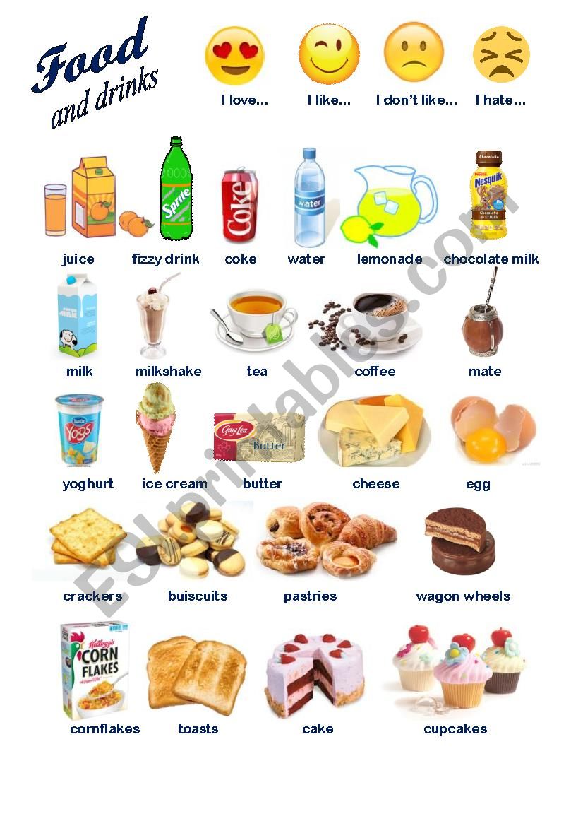 Food and drinks - Vocabulary worksheet