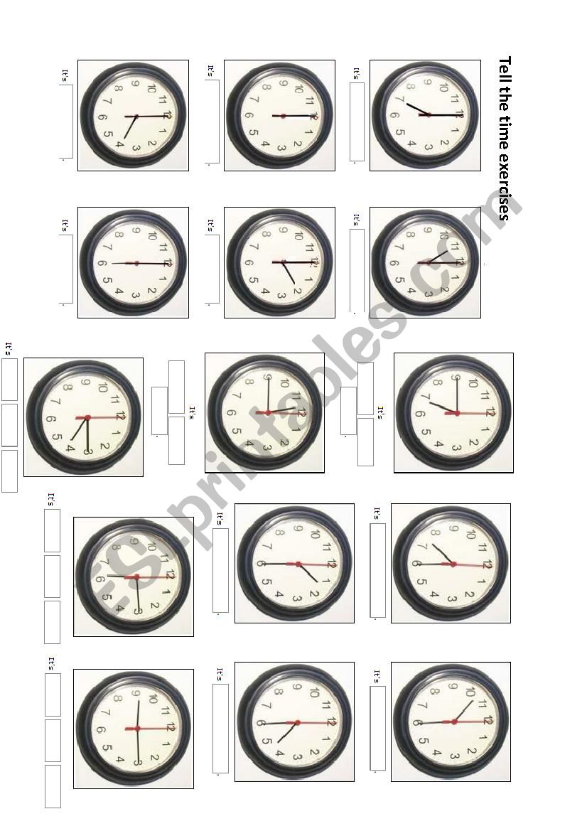 Tell the time exercise worksheet