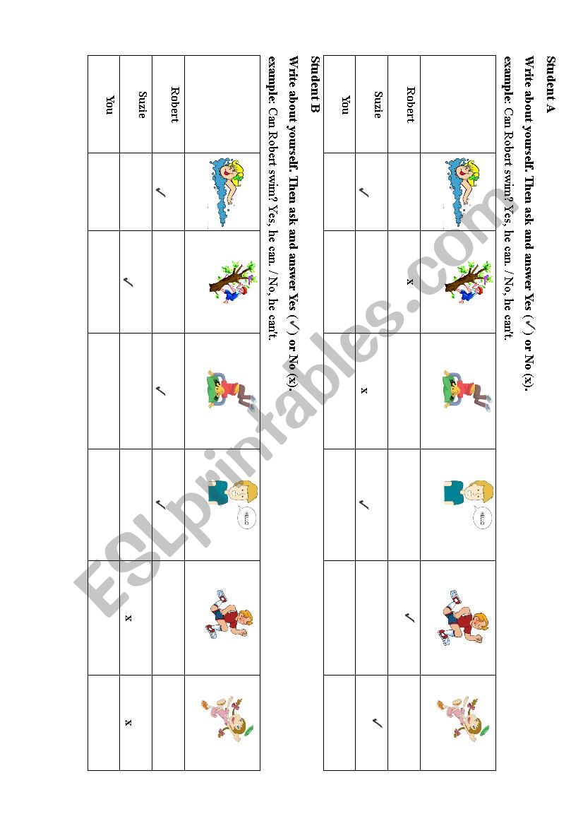 Can you ...? worksheet