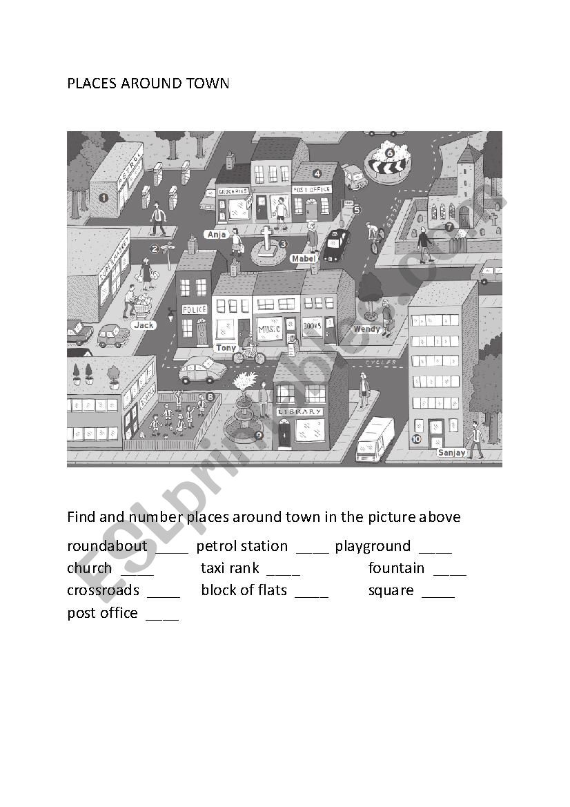 Places around town worksheet