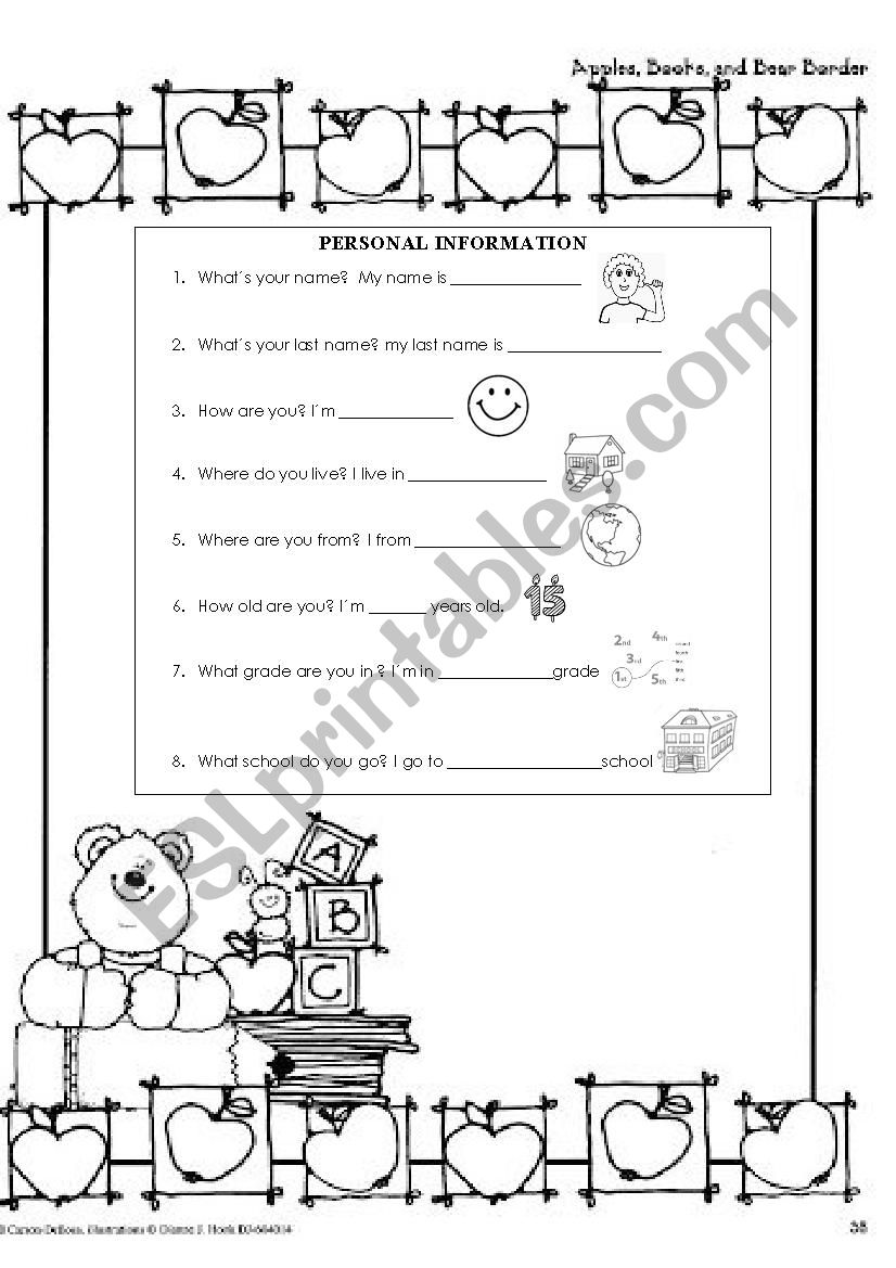 PERSONAL INFORMATION worksheet