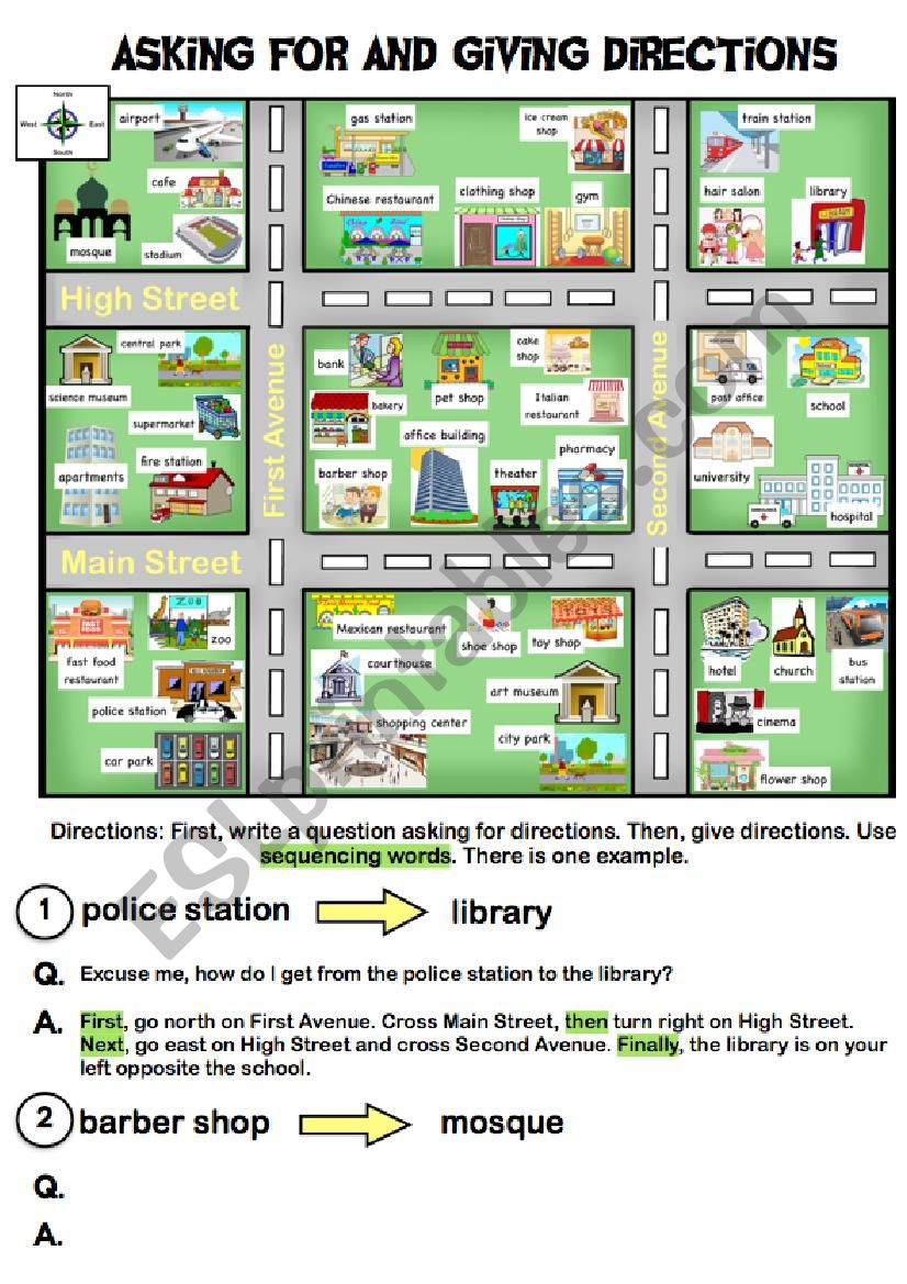 Asking For and Giving Directions - ESL worksheet by al295801