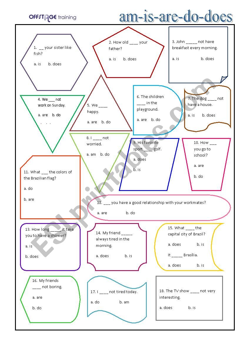 Be,Do, Does - Remedial Exercises