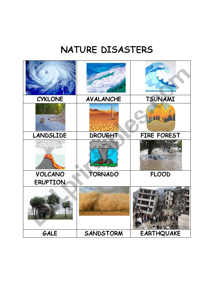 natural  disasters  worksheet
