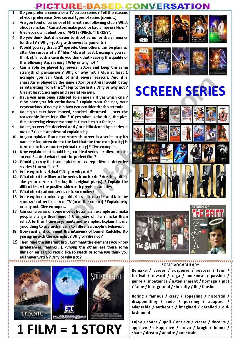 Picture-based conversation - topic 106 : screen series vs unique film