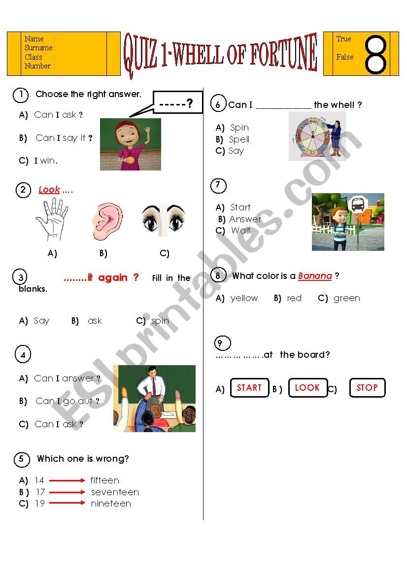 wheel of fortune worksheet