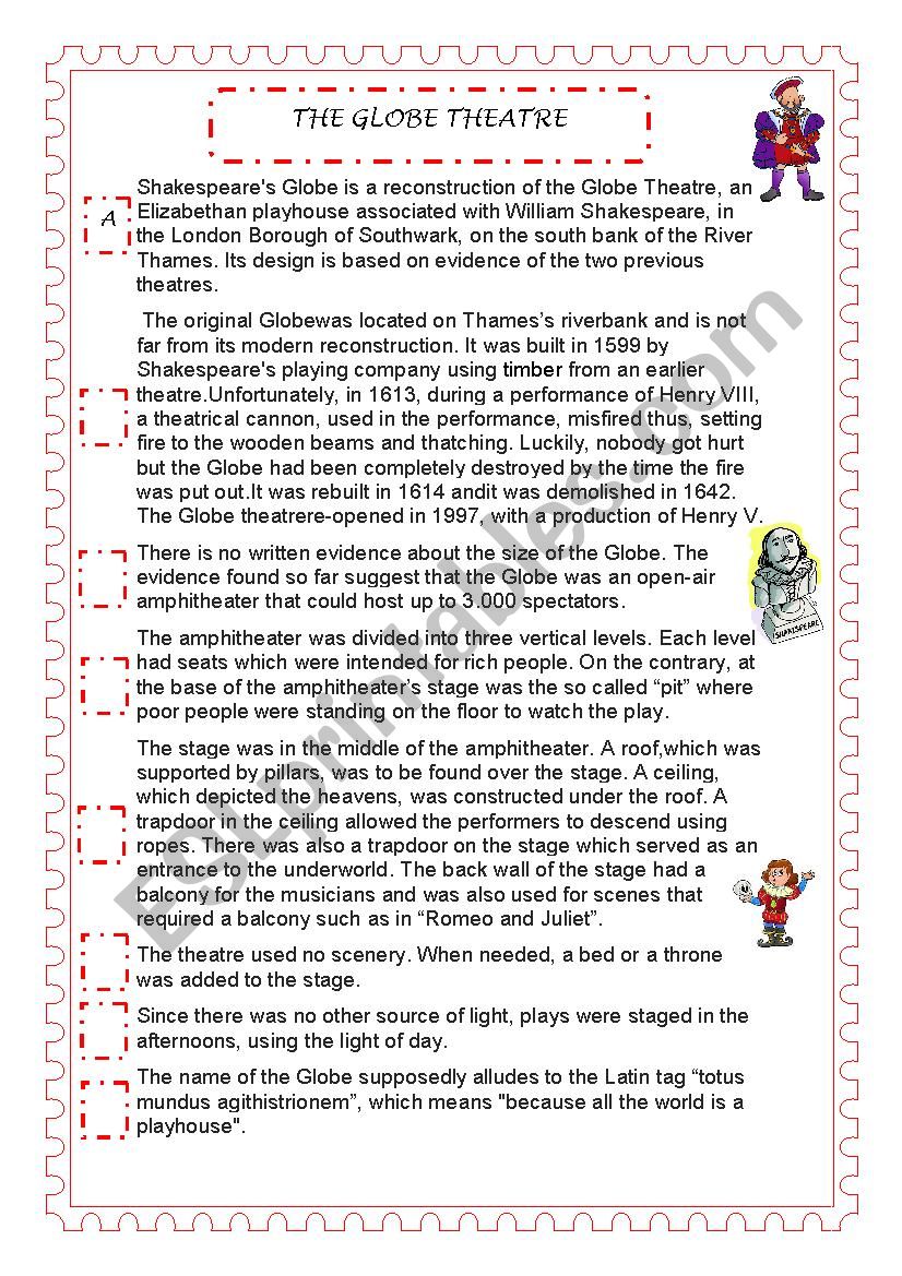 Globe theater worksheet