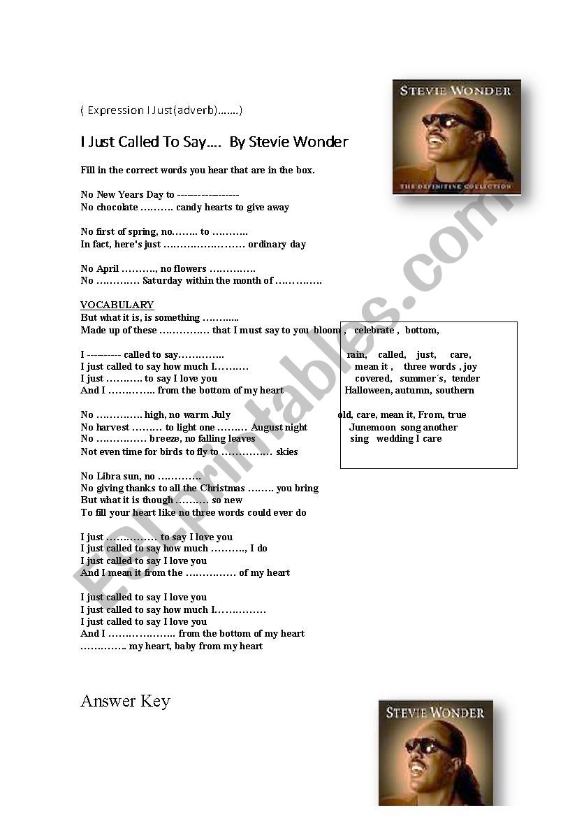 SONG TO PRACTICE THE ADVERB JUST