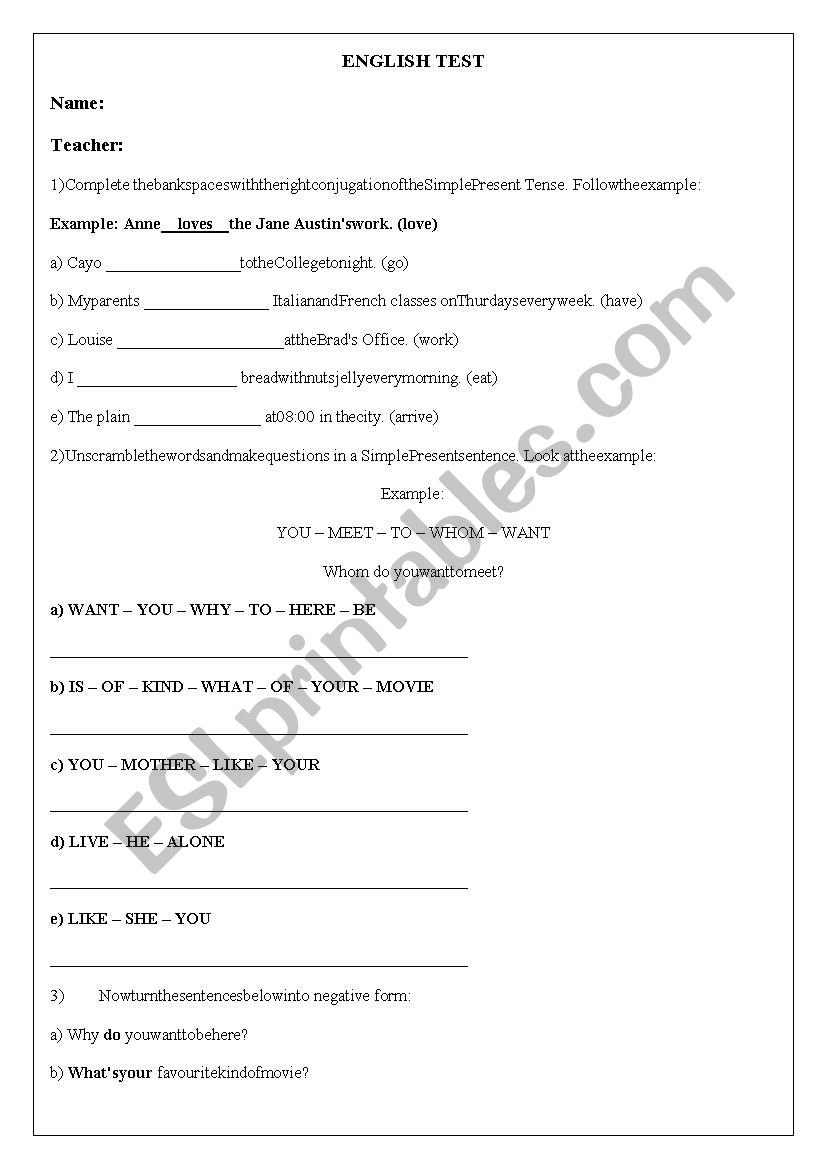 8th grade mid term test worksheet