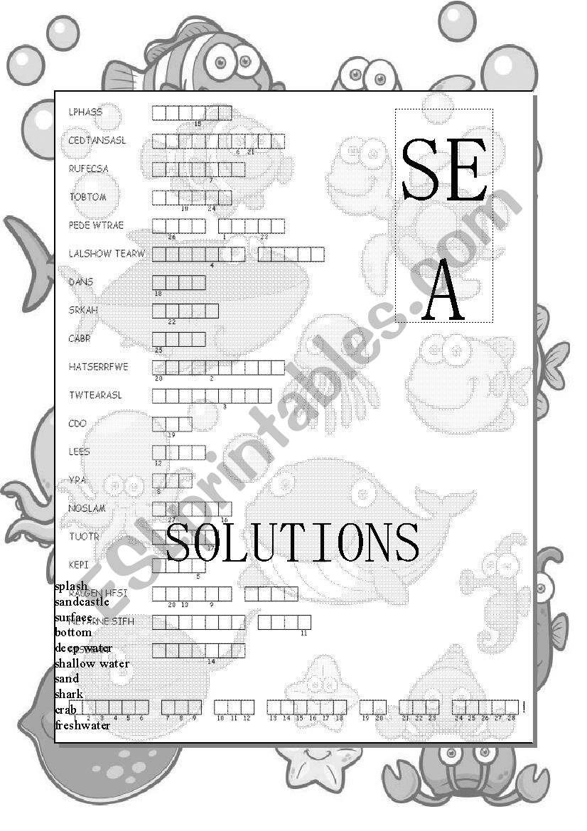 Sea Life Vocabulary Check worksheet