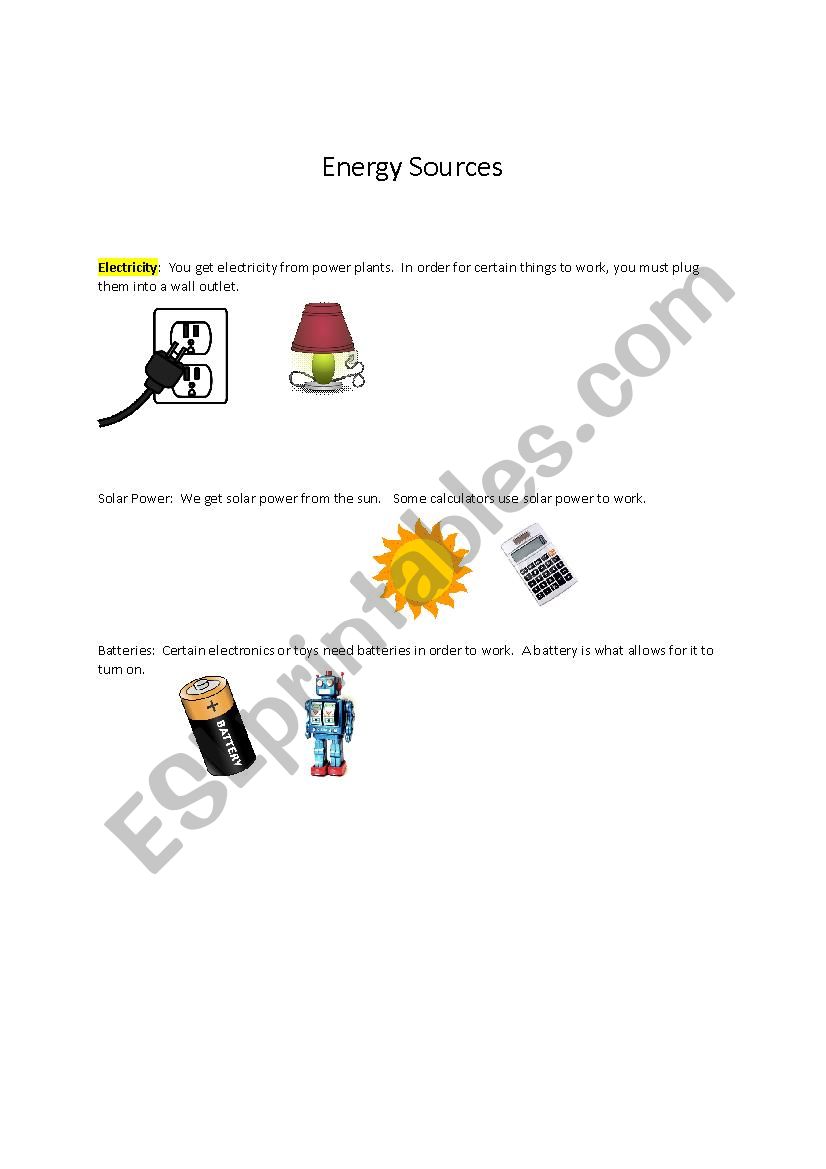 Energy Sources Study Guide worksheet