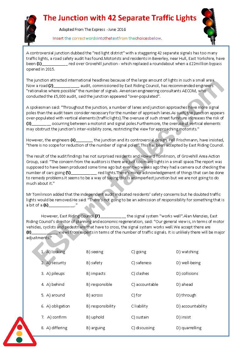 Traffic Light FCE Reading - Debate - Traffic Stop Role-Play