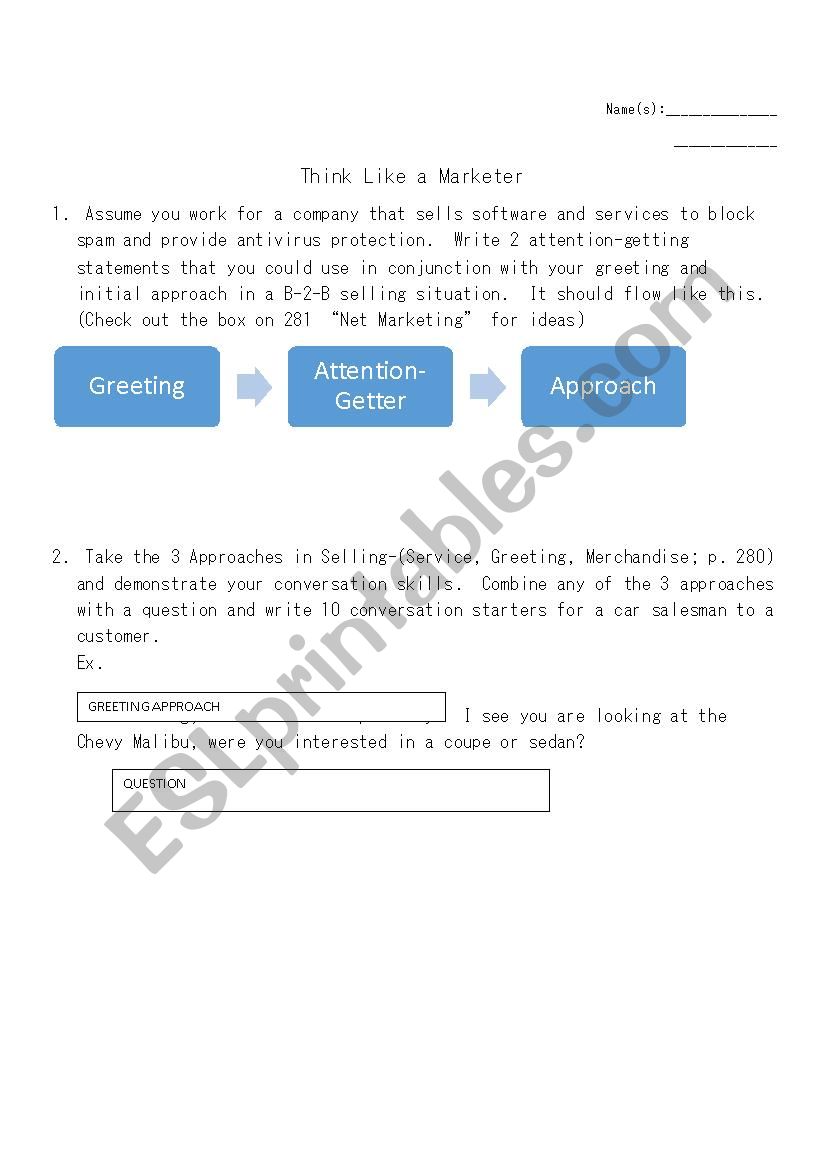 Marketing- Chapter 13 Approach Questions