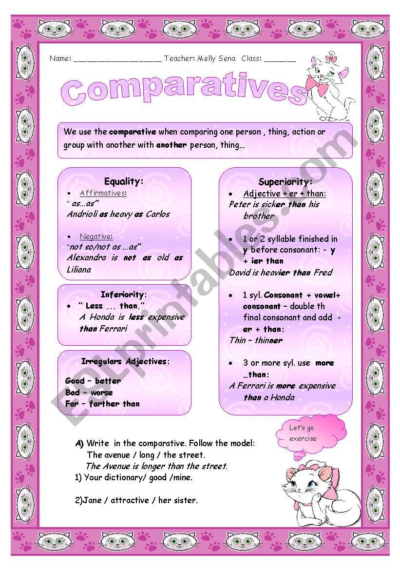 Comparatives worksheet